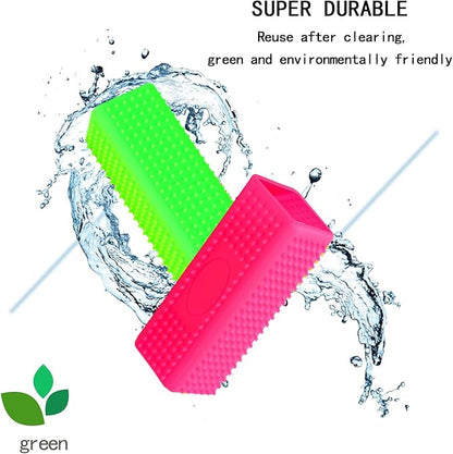 2pcs Pet Dog Cat Hair Remover, Pet Hair Removal Tool, Hollow Cleaner Brush for car，Interior, Furniture, Sofa (green and pink)