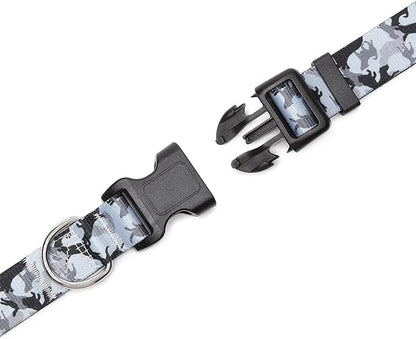 Mercano Adjustable Dog Collar - Special Design Patterns, Soft Nylon Comfortable Durable Pet Collar for Small Medium Large Dogs (XS, Dog Camouflage Grey)