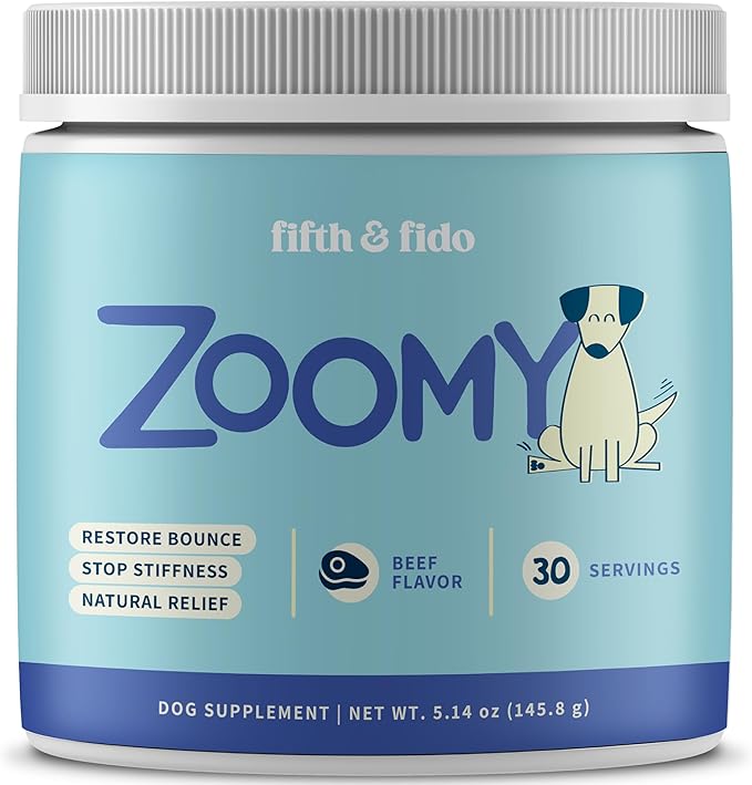 Dog Joint Supplement Powder with Glucosamine, Chondroitin &amp; MSM – Hip &amp; Joint Support for Mobility, Stiffness &amp; Flexibility – Mushroom Blend with Lion’s Mane, Cordyceps &amp; Reishi – Zoomy
