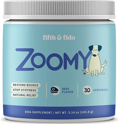 Dog Joint Supplement Powder with Glucosamine, Chondroitin &amp; MSM – Hip &amp; Joint Support for Mobility, Stiffness &amp; Flexibility – Mushroom Blend with Lion’s Mane, Cordyceps &amp; Reishi – Zoomy