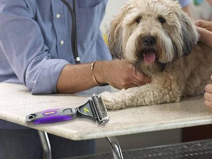 Hertzko Cat Dematting Tool Double Sided Dog and Cat Dematting Comb - for All Pets - Effortlessly Removes Tangles, Mats, and Loose Fur - Safe, Easy Grooming for Cats and Dogs