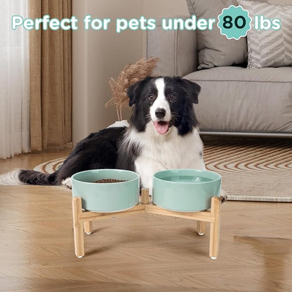 SPUNKYJUNKY Elevated Dog Bowls Ceramic, 7.3&