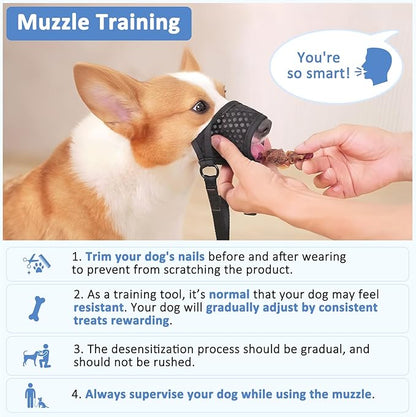 LUCKYPAW Soft Muzzle for Medium Large Sized Dogs Labrador German Shepherds, Dog Muzzle to Prevent Biting Chewing, Adjustable Mouth Guard for Grooming Walking Training(Black, L)