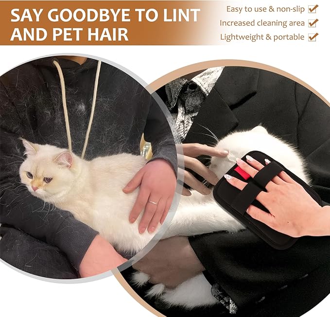 6 Pcs Pet Hair Removal Glove, Electrostatic Pet Hair Remover Gloves, Reusable Cat &amp; Dog Hair Cleaning Gloves, Suitable for Couch, Furniture, Blankets, Curtain, Car Seat