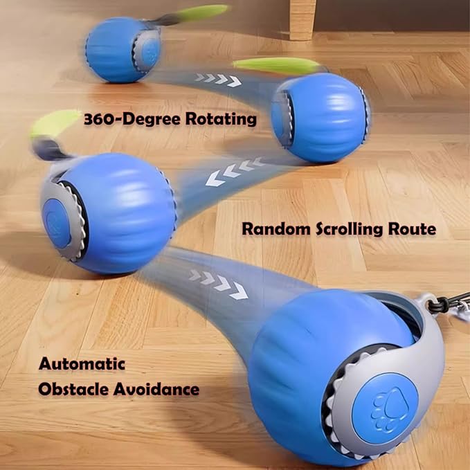 Smart Speedy 3.0 Interactive Cat Ball with Auto Obstacle Avoidance - Indoor Kitten Toy for Mental Stimulation &amp; Playtime Fun ，2025 Edition (Blue)