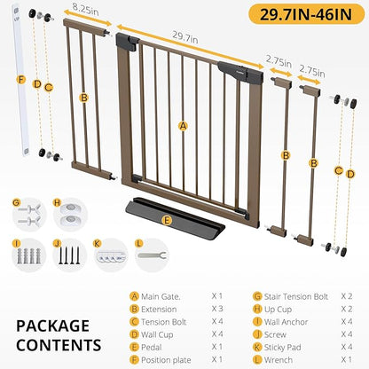 Cumbor 29.7-46" Baby Gate for Stairs, Mom&