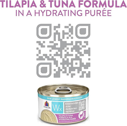 Weruva Wx Phos Focused, Tilapia &amp; Tuna Formula in a Hydrating purée, 3oz Can (Pack of 12)