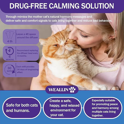 6 Pack Cat Calming Diffuser Refills - Cat Pheromones Calming Diffuser Refill Relieve Anxiety &amp; Stress 6 Month Supply, Cat Pheromone Diffuser Refills (Fits All Common Diffuser Heads)
