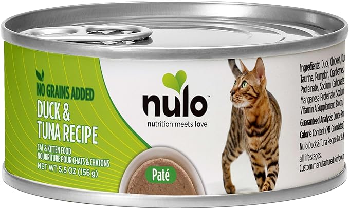 Nulo Duck &amp; Tuna Recipe Pate Wet Canned Cat Food, 5.5 Ounce (Pack of 24)