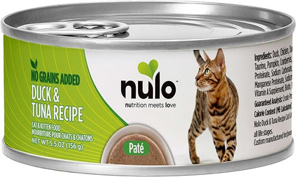 Nulo Duck &amp; Tuna Recipe Pate Wet Canned Cat Food, 5.5 Ounce (Pack of 24)