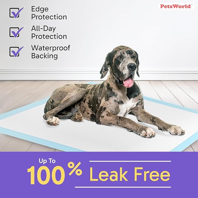 PETSWORLD Giant Dog Potty Pads, Odor-Eliminating, 36" x 36", Ultra Absorbent 5-Layer Leak-Proof Training Pads for Dogs &amp; Cats (36x36, 1800 Count)