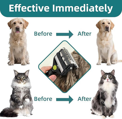 3-IN-1 Pet Grooming Tool - Undercoat Rake, Dematting Comb &amp; Deshedding Brush for Cats &amp; Dogs - Removes Mats, Tangles &amp; Loose Fur, Reduces Shedding &amp; Prevents Hair Mess (Green)