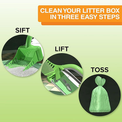 Neater Pet Brands Neater Scooper XL Cat Litter Scoop, 15 Refill Bags – Extra-Large Capacity Mess-Free Cat Litter Scooper with Bag for Large &amp; Multiple Cats, Spill-Proof Litter Box Scooper with Holder