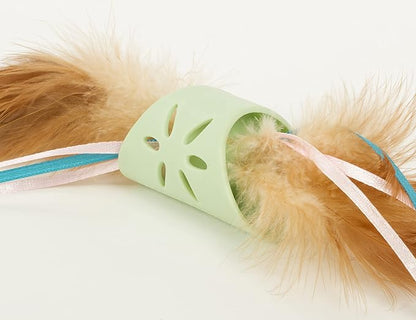 SmartyKat Flutter Roller Feather &amp; Ribbon Chase Cat Toy - Green, One Size