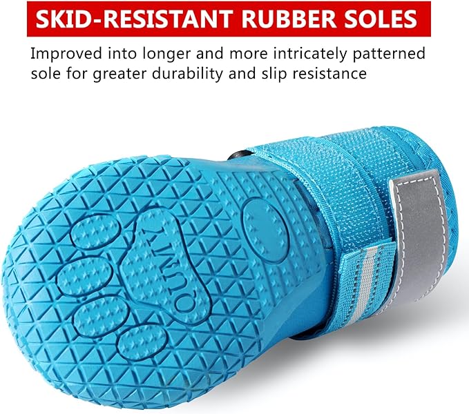 QUMY Dog Shoes for Large Dogs, Medium Dog Boots &amp; Paw Protectors for Winter Snowy Day, Summer Hot Pavement, Water-Resistant in Rainy Weather, Outdoor Walking, Indoor Hardfloors Skid-Resistant Sole