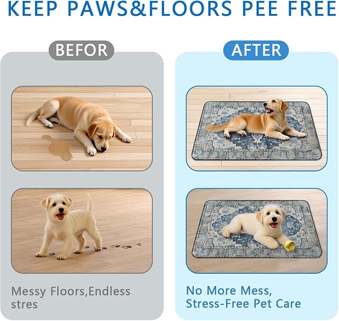 Washable Pee Pads for Dogs 2 Pack, Absorbent Reusable Puppy Pads Waterproof, Leakproof &amp; Non-Slip Whelping Pad, Potty Training Pads for Dogs Playpen Mat 24x36