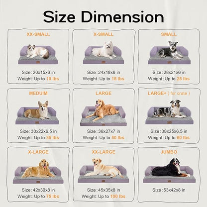 Dog Bed Medium Size Dog-Orthopedic Waterproof Bed for Dogs,Foam Couch Sofa with Washable Removable Cover &amp; Non-Slip Bottom-Purple