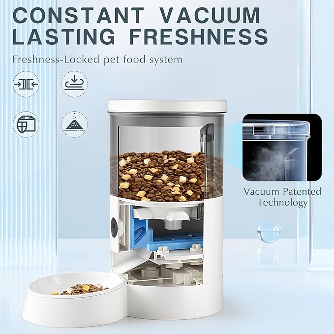 Warcat Vacuum Automatic Smart Cat Feeder with Timed Remote Control &amp; Visual Monitoring, APP-Enabled Pet Food Dispenser for Cats, Dogs &amp; Small Animals, Automatic Feeding Solution