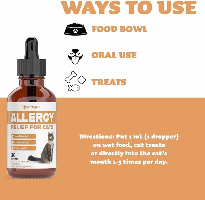 Allergy Relief for Cats | Helps to Naturally Support Allergy &amp; Itch Relief for Cats | Cat Allergy | Cat Itch Relief | Cat Itchy Skin Relief | Cat Allergy Relief for Cats | Cat Supplements &amp; Vitamins