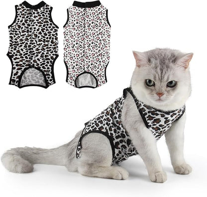 2 Packs Cat Surgery Recovery Suit Surgical Clothes Abdominal Wounds Anti-Licking Cat Bodysuit Onesie Substitute E-Collar&amp; Cone