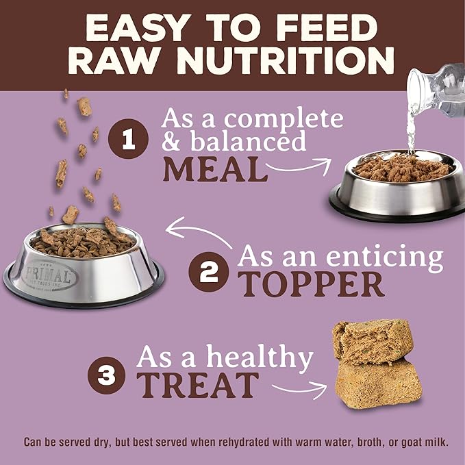 Primal Freeze Dried Raw Cat Food Nuggets Turkey, Complete &amp; Balanced Meal or Topper, Premium, Healthy, Grain Free, High Protein Raw Cat Food with Probiotics (5.5 oz)