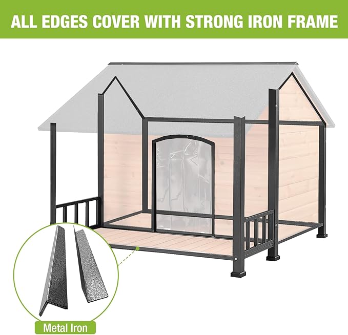 Gutinneen Large Dog House Outdoor Dog Kennel with All-Around Iron Frame Dog Cage Perfect for Small &amp; Medium &amp; Large Dogs,Roomy