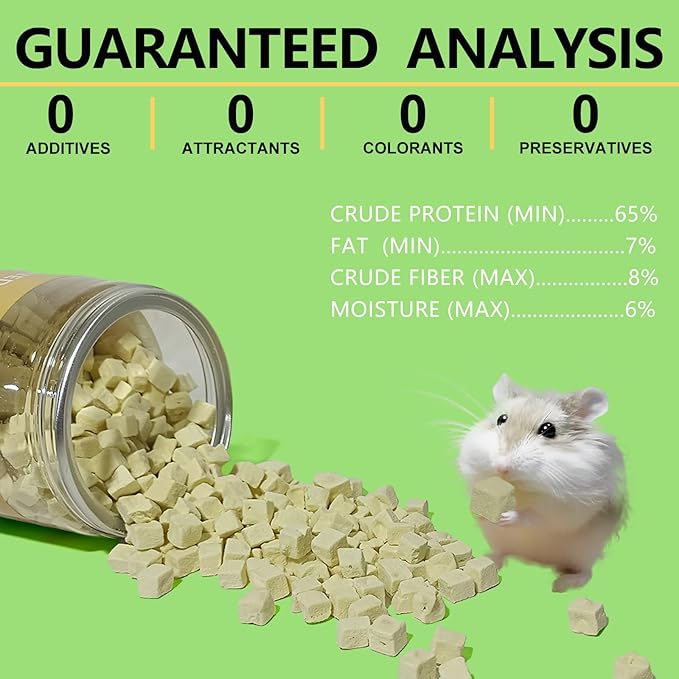 Freeze-Dried Tofu Hamster Treats, Grain-Free &amp; Healthy Chews, High Protein Natural Snacks for Small Pets, Rabbits, Gerbils, Mice Degus, Chinchilla, 4.5 oz Pack