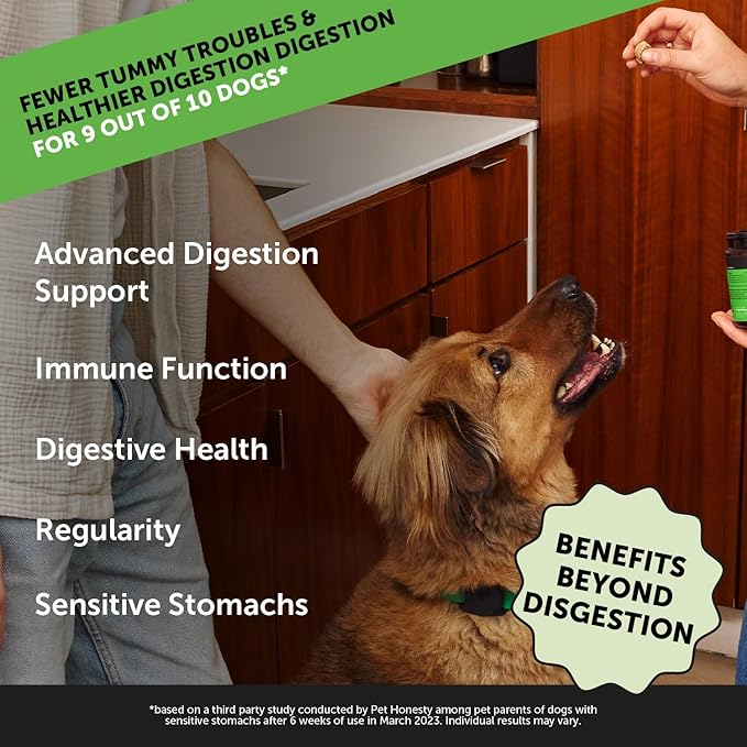 Max Strength Probiotics for Dogs - Super Pooper Dog Stool Hardener with Fiber &amp; Digestive Enzymes, Reduce Occasional Diarrhea for Firm Perfect Poops (90 Ct)
