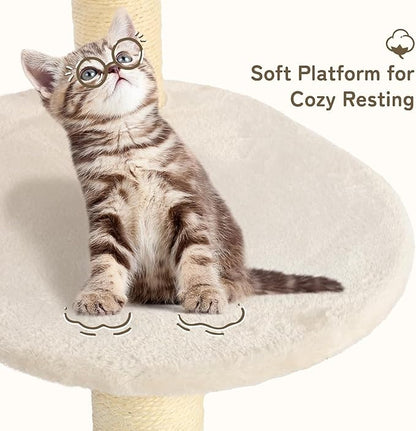 KAMABOKO Modern Cat Tree, 39" Tall Cat Trees for Kittens Climb Play &amp; Rest, Cat-Tree for Indoor Cats w/Natural Sisal Scratching Posts, Hand-Woven Condo &amp; Top Perch