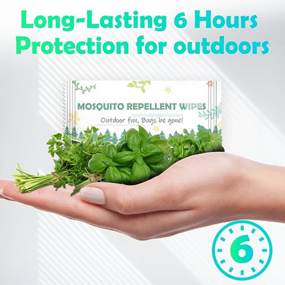 Natural Mosquito Repellent Wipes, DEET Free Insect &amp; Bug Repellent Wipes, Easy to Use, Long Lasting, Travel Sized