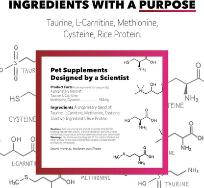 InClover Heart+ Dog and Cat Cardiac Health Supplement - Taurine Supplement for Dogs and Cats - Supports Heart &amp; Immune Health, Pet Supplement for Weight Management &amp; Senior Pet Health