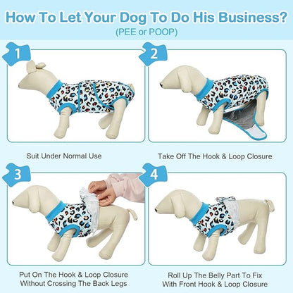 Kuoser Dog Recovery Suit for Dogs After Surgery,Professional Surgical Onesie for Female Male Dogs Spay Neuter,Soft Dog Surgery Suit Bodysuit for Abdominal Wounds Skin Disease,Blue Leopard L