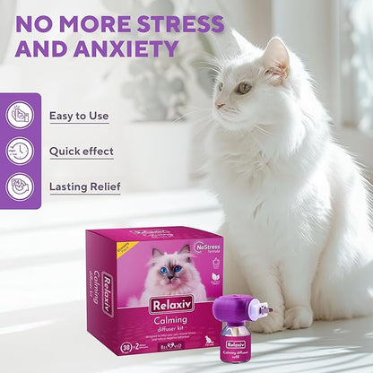 Beloved Pets Cat Calming Diffuser &amp; Pet Anti Anxiety Products - Feline Calm Pheromones Plug in &amp; Cats Stress Relief Comfort Helps with Pee, New Zone, Aggression (2 Pack (2 Diffusers + 2 Refills))
