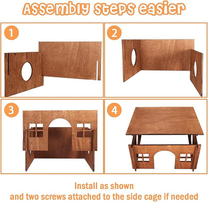 Guinea Pig Houses and Hideouts, Hamster House Hideout, Wooden Small Animal House with Windows, Large Guinea Pig Hideout Castle for Hamsters Small Bunny Chinchillas Playing Hiding