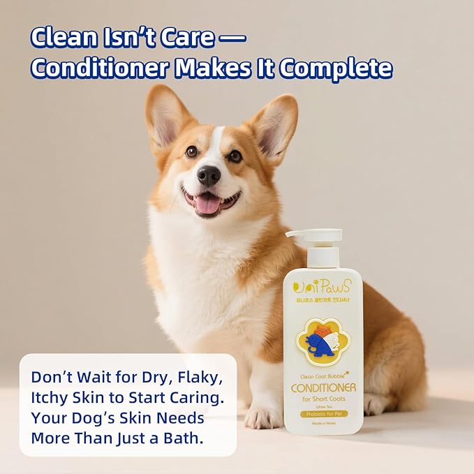Unipaws Probiotic Short-Haired Dog Conditioner – Degreasing, Soothing &amp; Anti-Shedding for Red, Itchy Skin, Vegan Calendula, Coconut &amp; Oatmeal – EWG Green &amp; Medicated, Made in Korea, 16.9 Fl Oz