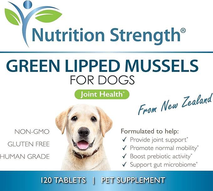 Green Lipped Mussels for Dogs for Joint Support &amp; Inflammatory Relief, Promote Normal Mobility &amp; Flexibility, Boost Prebiotic Activity, Support Gut Microbiome, 120 Chewable Tablets