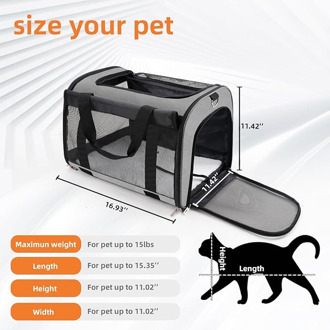 TWDEPART Cat Carrier Backpack - Multifunctional, Firm &amp; Foldable with Roll-Up Shade, Breathable Design Includes Collapsible Bowl &amp; Cushion (Grey)