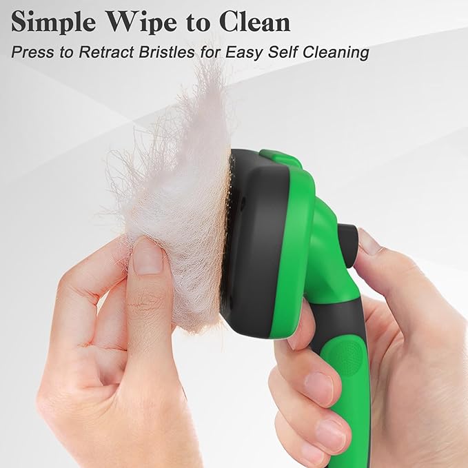 Swihauk Self Cleaning Slicker Brush - Skin Friendly Deshedding Grooming Tool for Dogs &amp; Cats, Suitable for Shedding &amp; Haired Pets, with Pet Supplies Accessories, Green
