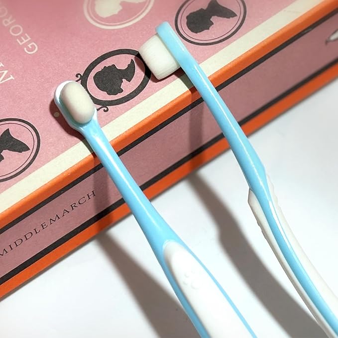 Small Dog Toothbrush, Cat &amp; Puppy Tooth Brushing Kit, Ultra Soft &amp; Mini Head Teeth Brush for Kitten &amp; Tiny Pet, Doggy Toothbrushes Deep Dental Cleaning, 2 PCS - Blue
