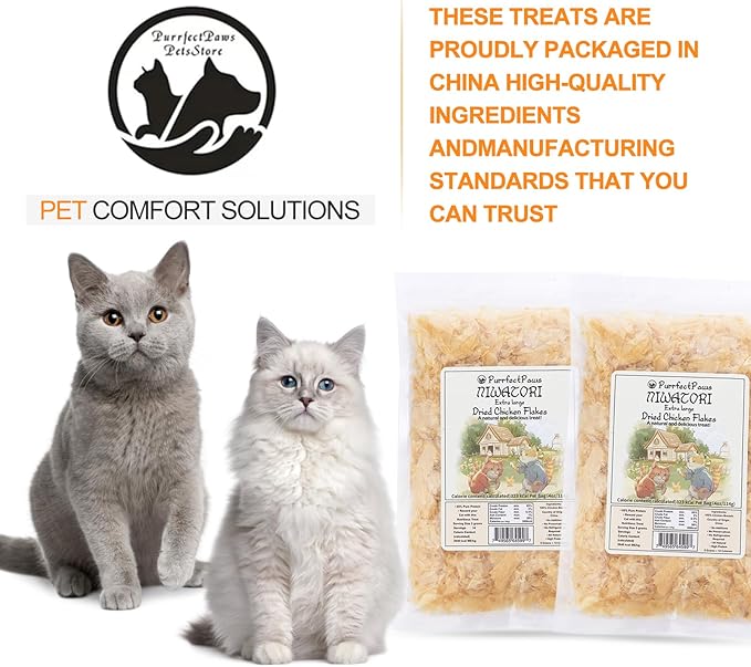 Purrfectpaws Premium Dried Chicken Flakes: Delicious Treats for Dogs &amp; Cats - All-Natural and High in Protein - 4oz Bag