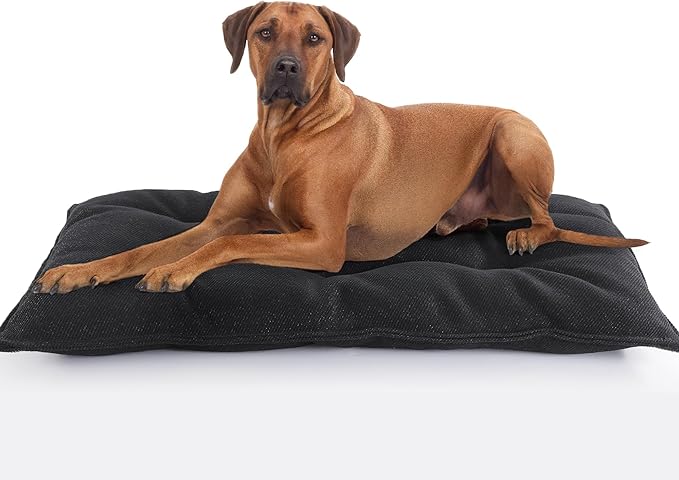 MABOZOO Chew Proof Indestructible Dog Beds for Aggressive Chewers,Durable Dog Crate Pad,Washable Tough Pet Mats for Kennel,Black,M 18x29 in