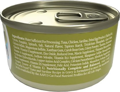 Solid Gold Wet Cat Food Pate - Healthy Canned Cat Food Pate w/Real Tuna &amp; Sardine, Omega Fatty Acids, Vitamins &amp; Minerals - Grain Free &amp; Gluten Free Can Meals for Cats &amp; Kittens - 24ct/3oz Can