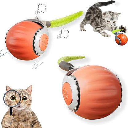 Upgraded ‘Racing Tail 5.0 ’Indoor Cat Interactive Toy: Sensor Cat Teasing Ball, Pet Electronic Chasing and Exercise Toy, Specially Designed for Bored Cats, Two Modes &amp; One-Click Switching (2 pcs)