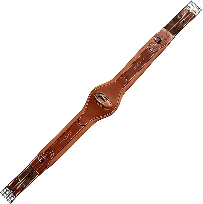 Exion Designer Anatomic Snap Over Lay Girth | Comfortable Leather Horse Girth for English Saddles | Jumping &amp; Riding