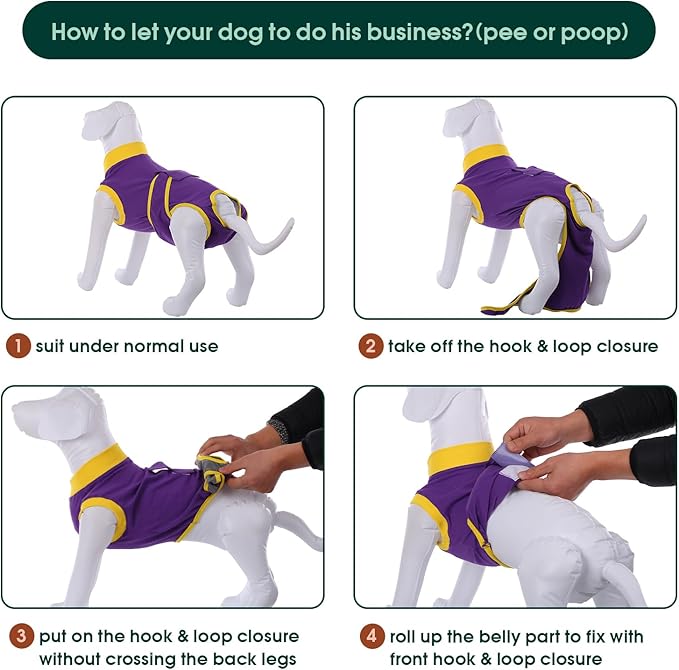 Kuoser Recovery Suit for Dogs Cats After Surgery, Professional Pet Recovery Shirt Dog Abdominal Wounds Bandages, Substitute E-Collar &amp; Cone,Prevent Licking Dog Onesies Pet Surgery Recovery Suit