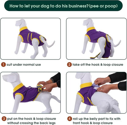 Kuoser Recovery Suit for Dogs Cats After Surgery, Professional Pet Recovery Shirt Dog Abdominal Wounds Bandages, Substitute E-Collar &amp; Cone,Prevent Licking Dog Onesies Pet Surgery Recovery Suit
