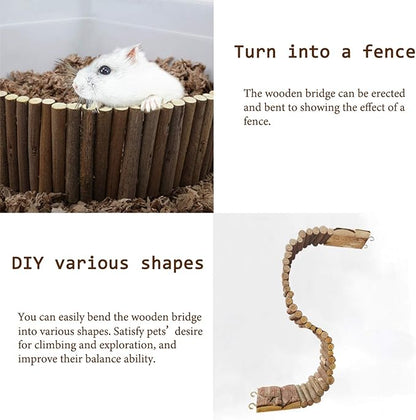 Hamiledyi Hamster Suspension Bridge Rat Long Bendy Bridge Wooden Climbing Ladder Cage Accessories for Syrian Hamster Gerbil Mouse Rat(21.6x2.7 inch(L*W))