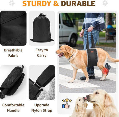 Adjustable Dog Lift Harness, Dog Sling for Large Dogs Hind Leg Support, Soft Lift Support Helps Senior, Injured, Disabled and After ACL Surgery Dogs-Black &amp; Grey (X-Large)