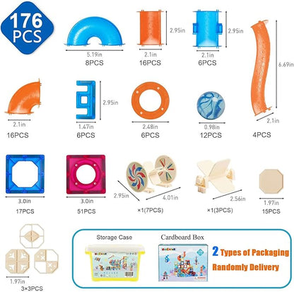 MAGBLOCK Magnetic Tiles 176Pcs Marble Run Children&