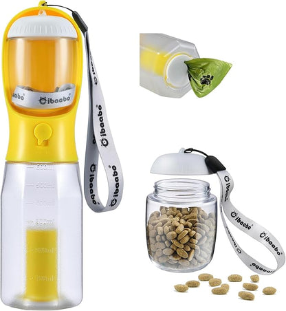 Dog Water Bottle with Food Container &amp; Poop Bag Holder, Travel Water Bowl, Portable Pet Dispenser, Dog Stuff Accessories Items, Puppy Essentials Necessities for Yorkie Chihuahua Walking Hiking